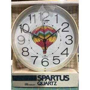 Spartus Hot Air Balloon Quartz Wall Clock 10” Early 90’s Vintage New Sealed NOS